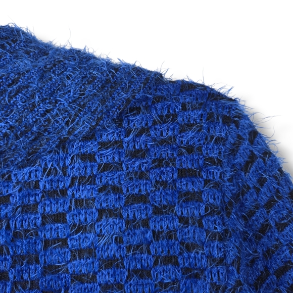 Ali Miles Blue Fuzzy Cowl Neck Tunic Sweater Size Large - Picture 12 of 16